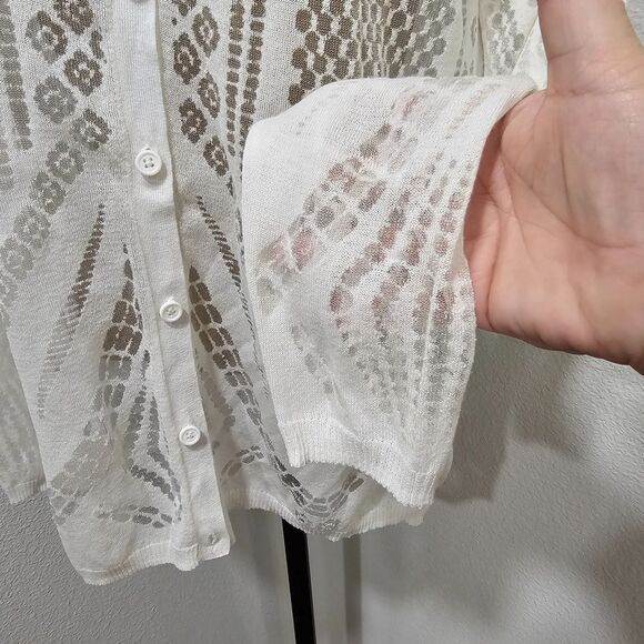 Anthropologie Baraschi Cyber Fairy Cream Sheer Cardigan Womens Lg Cut Out Future - Picture 3 of 8